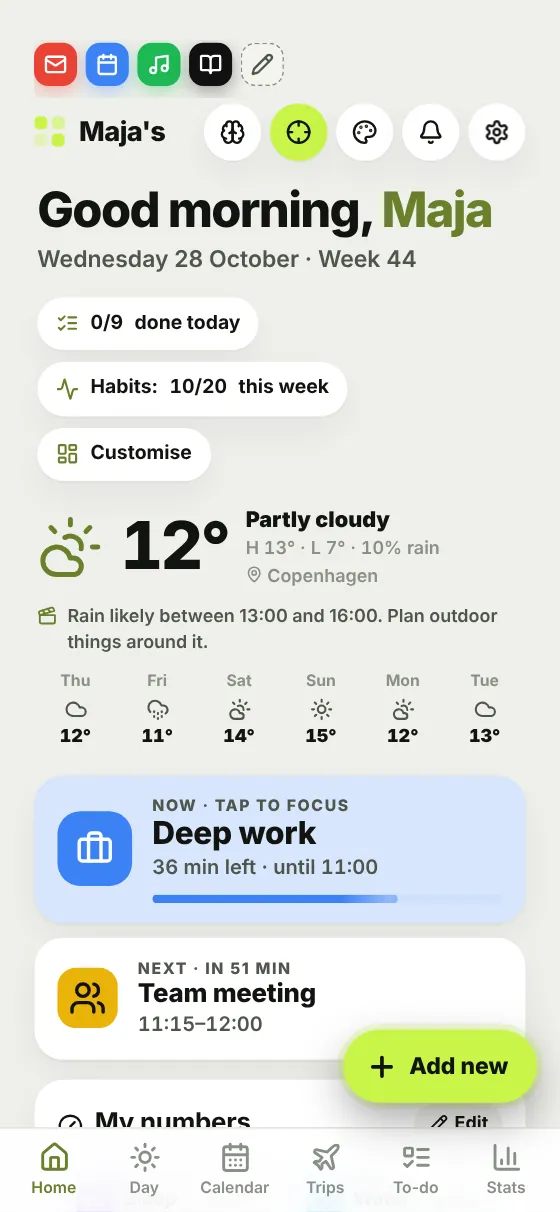 Daglig in light mode on a phone